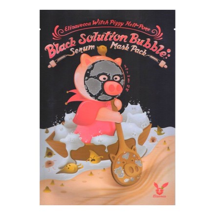 Elizavecca Маска пузырьковая для лица с порошком чёрного угля / Black Solution Bubble Serum Mask Pack, 28 мл